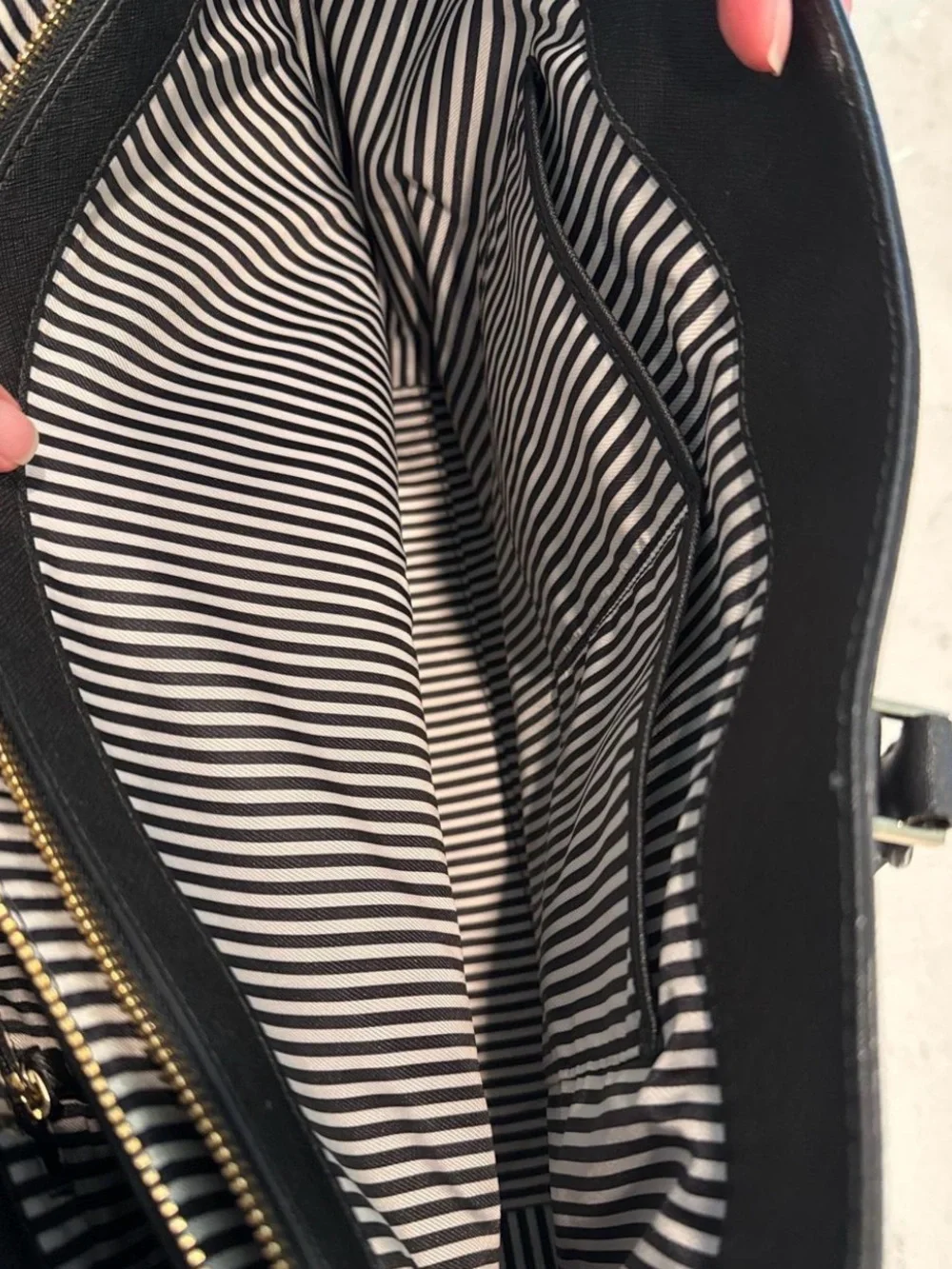kate spade Black and Gray Two-Tone Structured Tote Saffiano Leather - Picture 4 of 6
